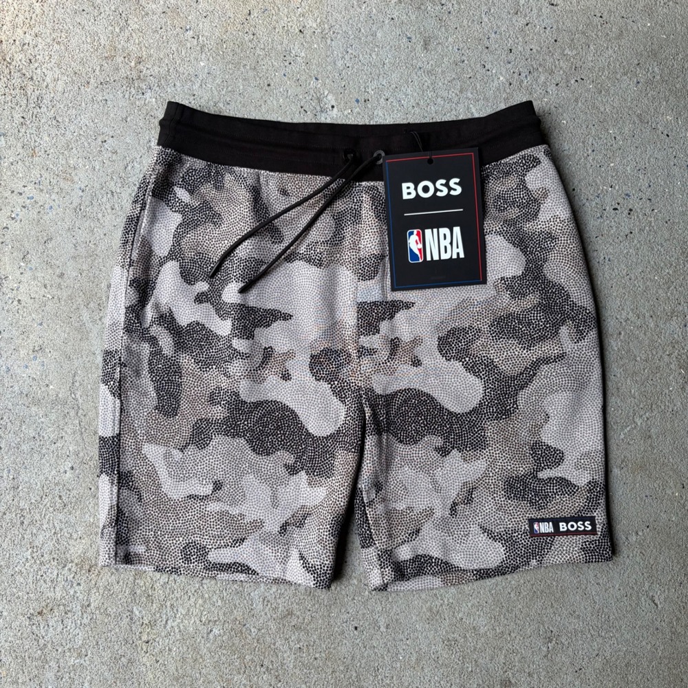 Hugo Boss x NBA Toronto Raptors Slam Camo Shorts Large Grey Black 50477471 NWT